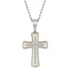 Diamond Cross Pendant In Stainless Steel And Yellow Ion-Plated Stainless Steel