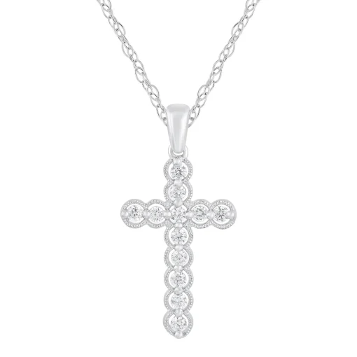 Diamond Cross Pendant In 10K White Gold (1/4 Ct. Tw.)