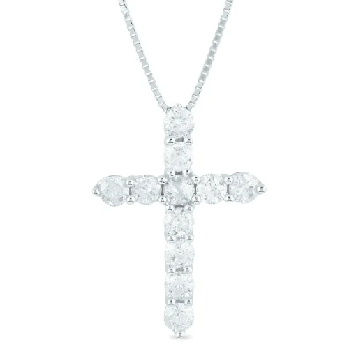 Diamond Cross Pendant In 14K White Gold (1/2 Ct. Tw.)