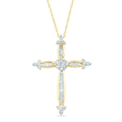 Diamond Cross Pendant In 10K Yellow Gold (1/3 Ct. Tw.)