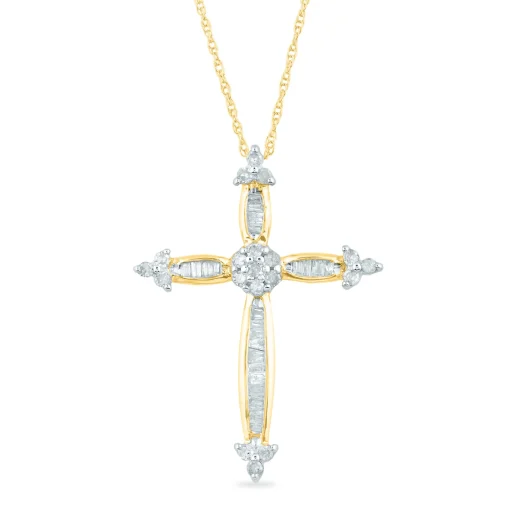 Diamond Cross Pendant In 10K Yellow Gold (1/3 Ct. Tw.)