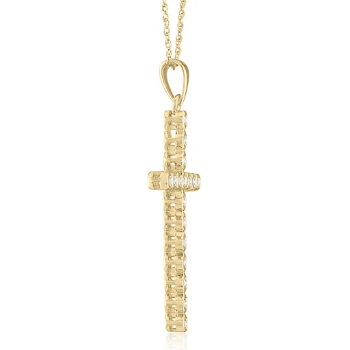 Diamond Cross Pendant In 14K Yellow Gold (1/7 Ct. Tw.)