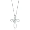 Diamond Cross Pendant With Three-Stone Design In 10K White Gold (1/8 Ct. Tw.)