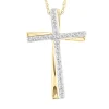 Diamond Cross Pendant With Tilt In 10K Yellow & White Gold (1/7 Ct. Tw.)