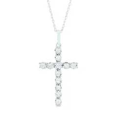 Diamond Cross Pendant With Illusion Settings In 10K White Gold (1/4 Ct. Tw.)