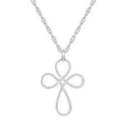 Diamond Cross Pendant With Loop Design In 10K White Gold (1/2 Ct. Tw.)
