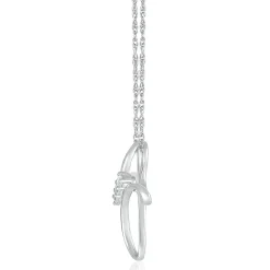 Diamond Cross Pendant With Three-Stone Design In 10K White Gold (1/8 Ct. Tw.)