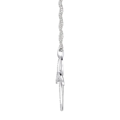 Diamond Cross Pendant With Loop Design In 10K White Gold (1/2 Ct. Tw.)