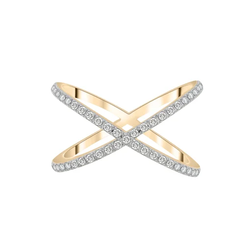 Diamond Crossover Ring In 14K Yellow Gold (1/4 Ct. Tw.)