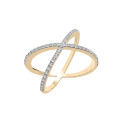 Diamond Crossover Ring In 14K Yellow Gold (1/4 Ct. Tw.)