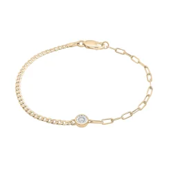 Diamond Cuban And Paperclip Chain Bracelet In Vermeil (1/10 Ct. Tw.)