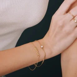 Diamond Cuban And Paperclip Chain Bracelet In Vermeil (1/10 Ct. Tw.)