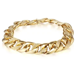Diamond Curb Chain Bracelet In 10K Yellow Gold, 8.5" (3/4 Ct. Tw.)