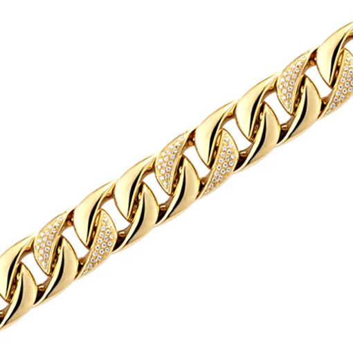 Diamond Curb Chain Bracelet In 10K Yellow Gold, 8.5" (3/4 Ct. Tw.)