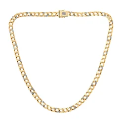Diamond Curb Chain Necklace In 10K Yellow Gold, 22" (1/4 Ct. Tw.)