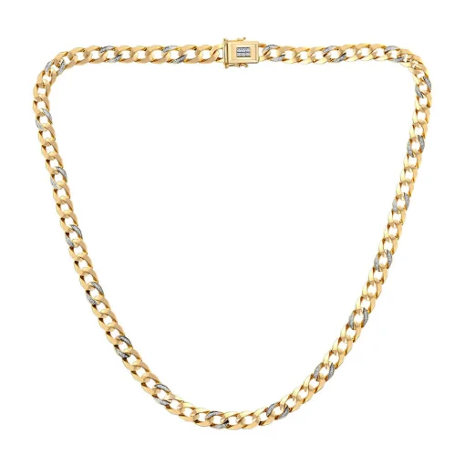 Diamond Curb Chain Necklace In 10K Yellow Gold, 22" (1/4 Ct. Tw.)