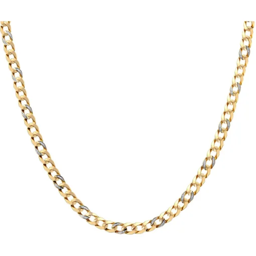 Diamond Curb Chain Necklace In 10K Yellow Gold, 22" (1/4 Ct. Tw.)