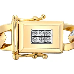 Diamond Curb Chain Necklace In 10K Yellow Gold, 22