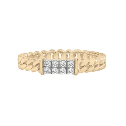 Diamond Curb Chain Ring In 14K Yellow Gold (1/10 Ct. Tw.)