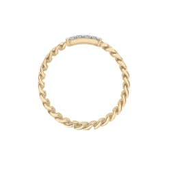 Diamond Curb Chain Ring In 14K Yellow Gold (1/10 Ct. Tw.)