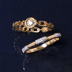 Diamond Curb Link Ring In Vermeil (1/10 Ct. Tw.)