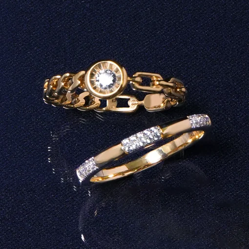 Diamond Curb Link Ring In Vermeil (1/10 Ct. Tw.)