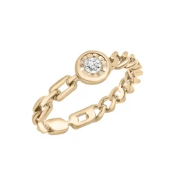 Diamond Curb Link Ring In Vermeil (1/10 Ct. Tw.)