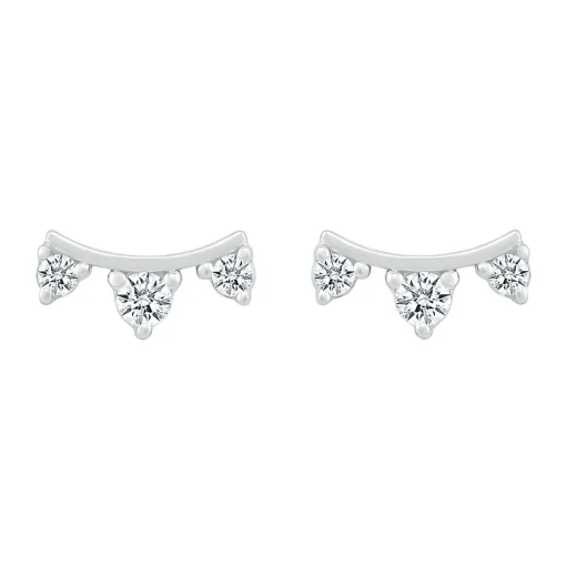 Diamond Curve Bar Stud Earrings In 10K White Gold (1/10 Ct. Tw.)
