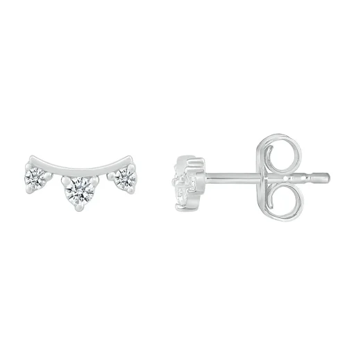 Diamond Curve Bar Stud Earrings In 10K White Gold (1/10 Ct. Tw.)