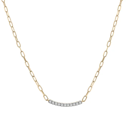 Diamond Curved Bar Necklace In Vermeil (1/7 Ct. Tw.)