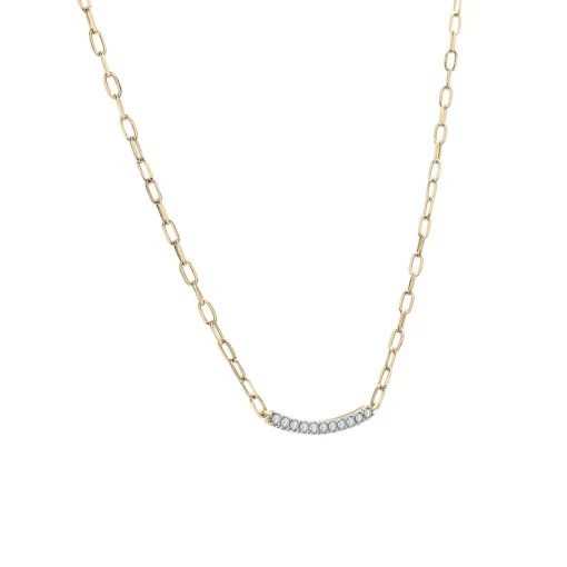 Diamond Curved Bar Necklace In Vermeil (1/7 Ct. Tw.)