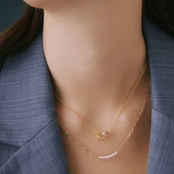 Diamond Curved Bar Necklace In Vermeil (1/7 Ct. Tw.)