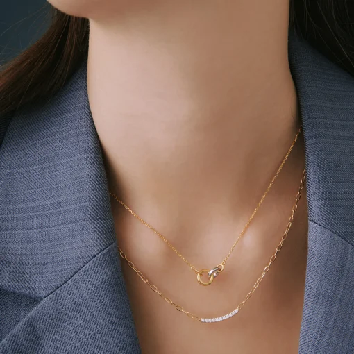 Diamond Curved Bar Necklace In Vermeil (1/7 Ct. Tw.)