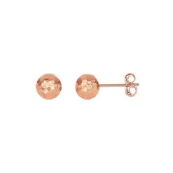 Diamond Cut Ball Stud Earrings In 14K Rose Gold