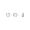 Diamond Cut Ball Stud Earrings In 14K White Gold