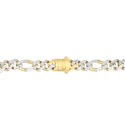Diamond Cut Figaro Bracelet In 14K Yellow Gold, 8Mm, 8.25"