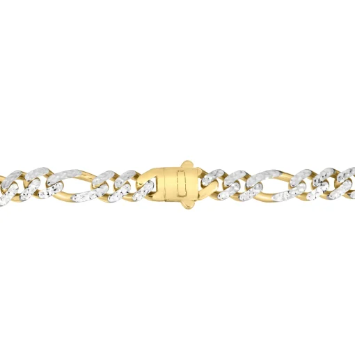 Diamond Cut Figaro Bracelet In 14K Yellow Gold, 8Mm, 8.25"
