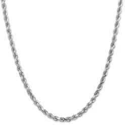 Diamond Cut Rope Chain In 14K White Gold, 28"