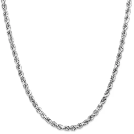 Diamond Cut Rope Chain In 14K White Gold, 28"