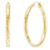 Diamond Cut Round Hoops In 14K Yellow Gold, 40Mm