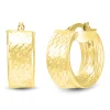 Diamond Cut Tube Hoop Earrings In 14K Yellow Gold