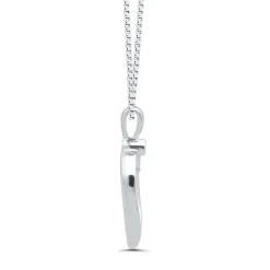 Diamond Dangle Heart Pendant In Sterling Silver