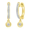 Diamond Dangle Hoop Earrings In 10K Yellow Gold (1/8 Ct. Tw.)