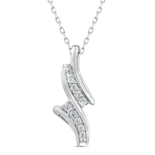 Diamond Dangle Pendant In 10K White Gold (1/5 Ct. Tw.)