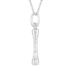 Diamond Dog Bone Pendant In 10K White Gold (1/10 Ct. Tw.)