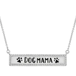 Diamond "Dog Mama" Necklace In Sterling Silver (1/5 Ct. Tw.)