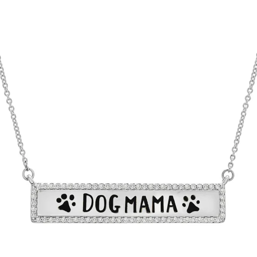 Diamond "Dog Mama" Necklace In Sterling Silver (1/5 Ct. Tw.)