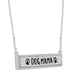 Diamond "Dog Mama" Necklace In Sterling Silver (1/5 Ct. Tw.)