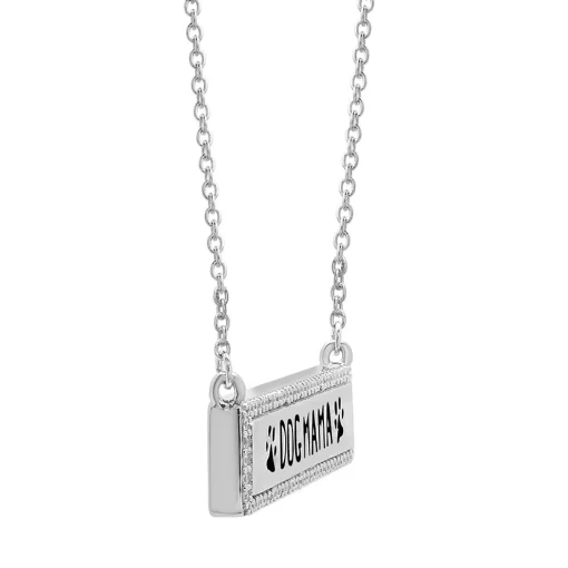 Diamond "Dog Mama" Necklace In Sterling Silver (1/5 Ct. Tw.)