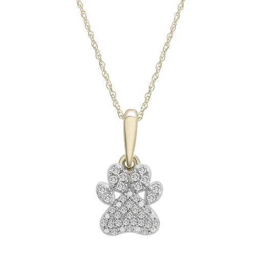Diamond Dog Paw Pendant In 10K Yellow Gold (1/10 Ct. Tw.)